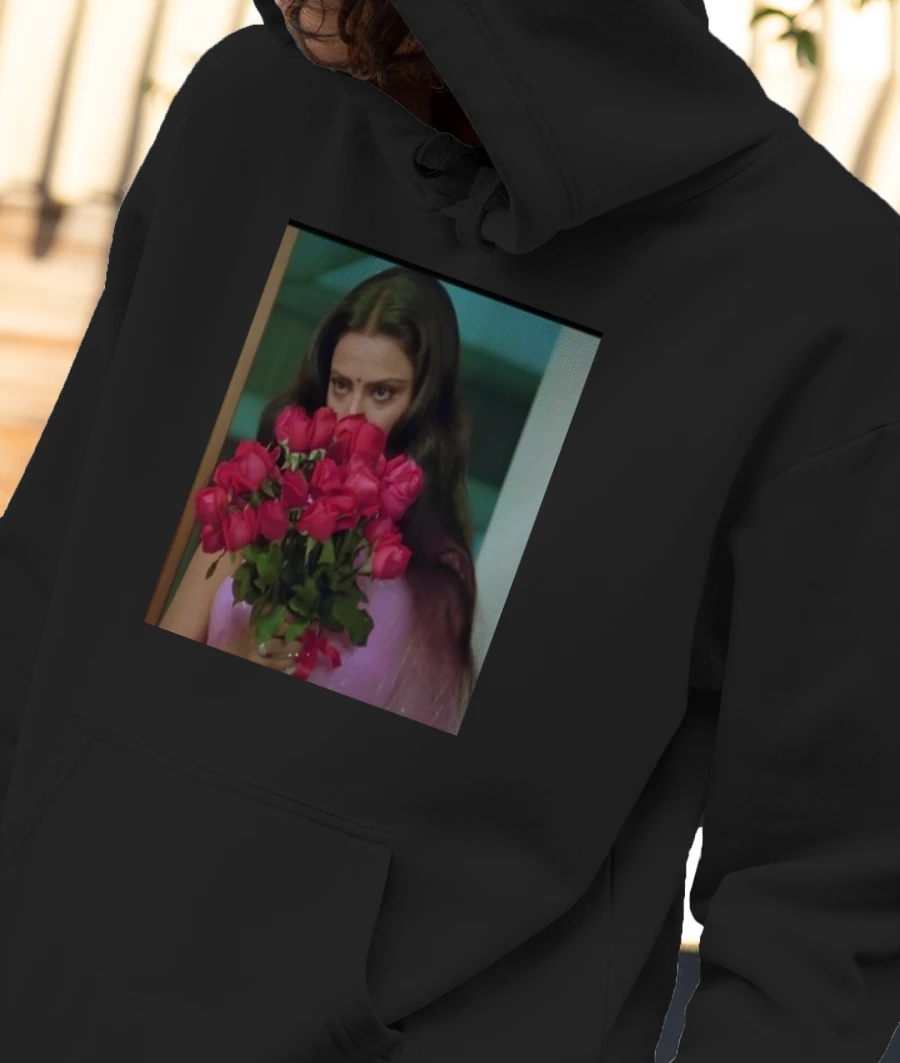 Rekha: Nostalgia in Bloom Front-Printed Hoodie