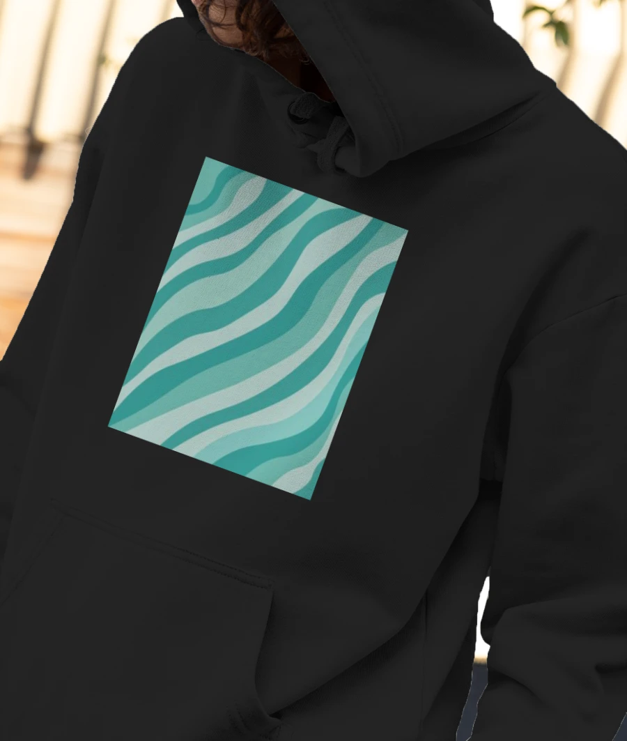 Wavy Blues Front-Printed Hoodie