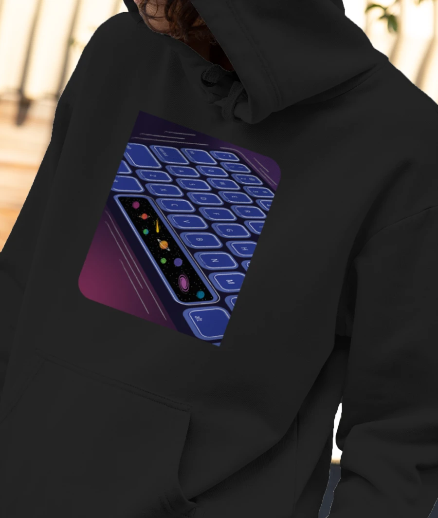 Space bar Front-Printed Hoodie