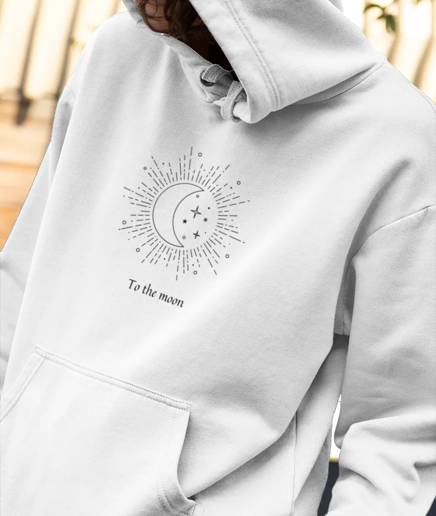 To the moon Front-Printed Hoodie