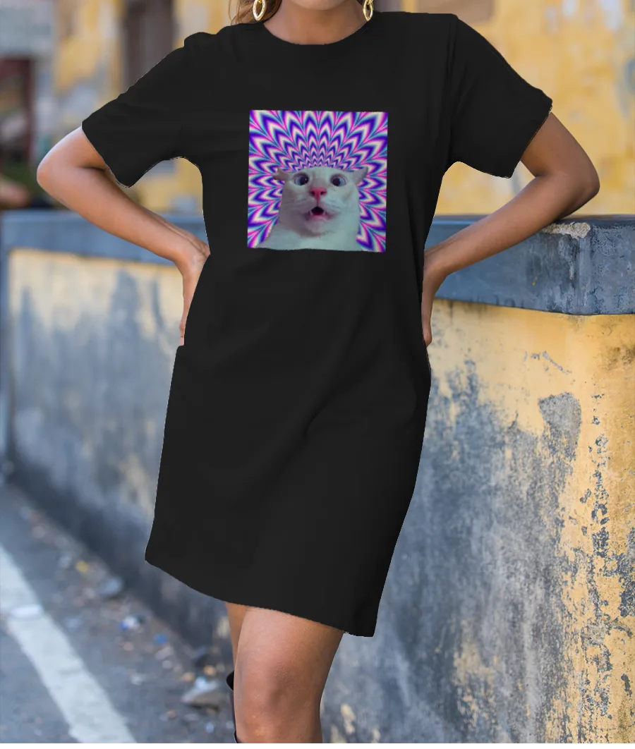 Trippy Kitty T-Shirt Dress