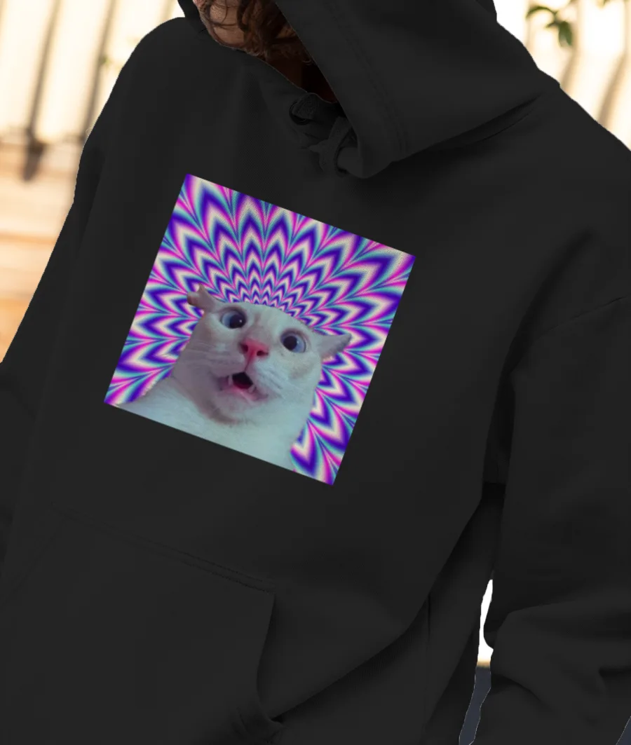 Trippy Kitty Front-Printed Hoodie