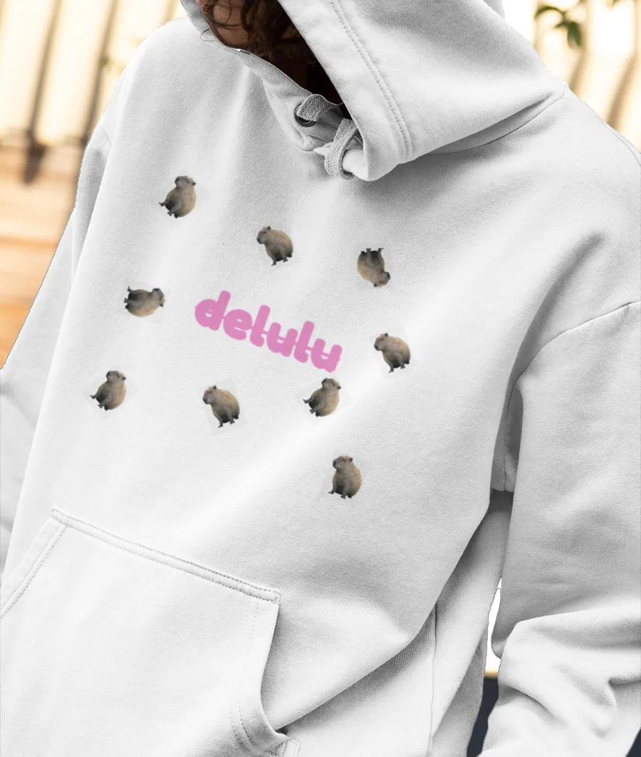 delulu cappy Front-Printed Hoodie