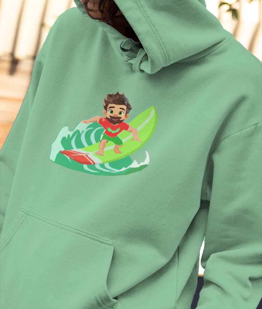 Man Baby Surfer Front-Printed Hoodie