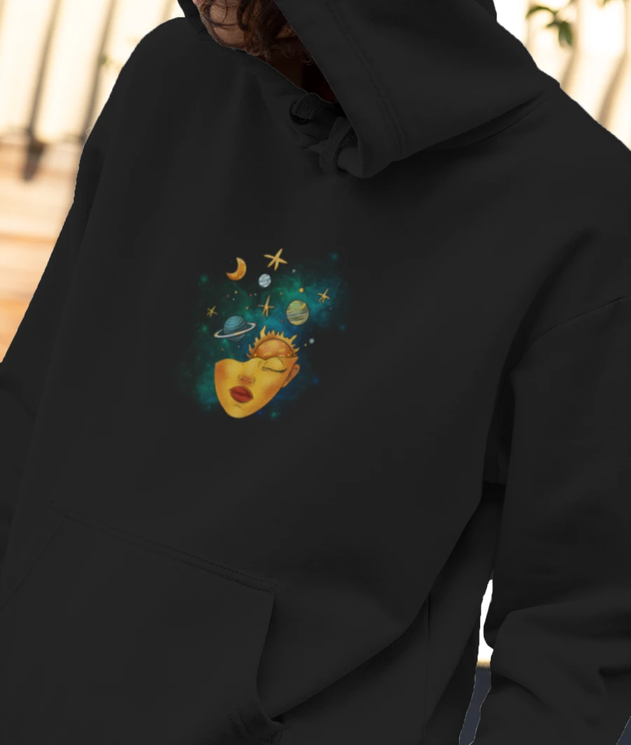 Illustration  of Space Front-Printed Hoodie