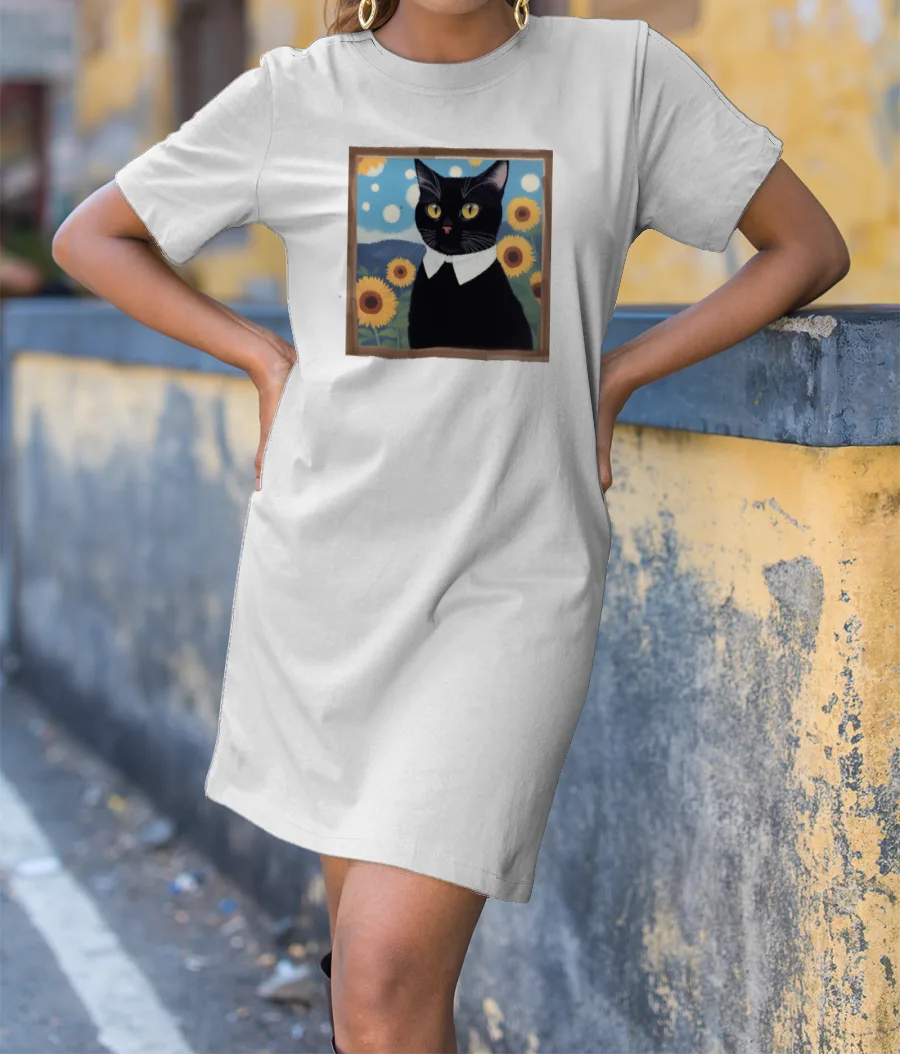 Van Gogh cat T-Shirt Dress