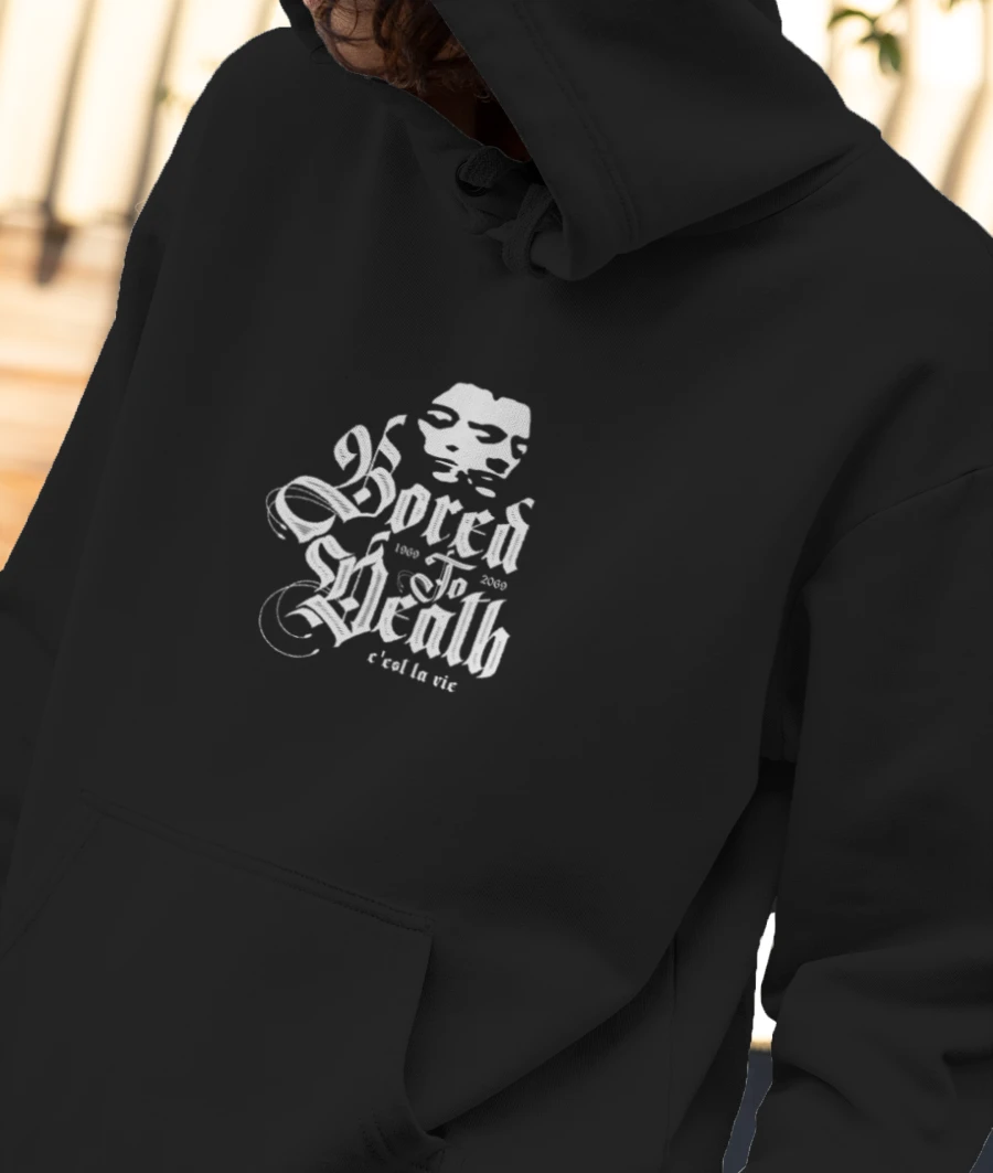 Bored to death - white Front-Printed Hoodie