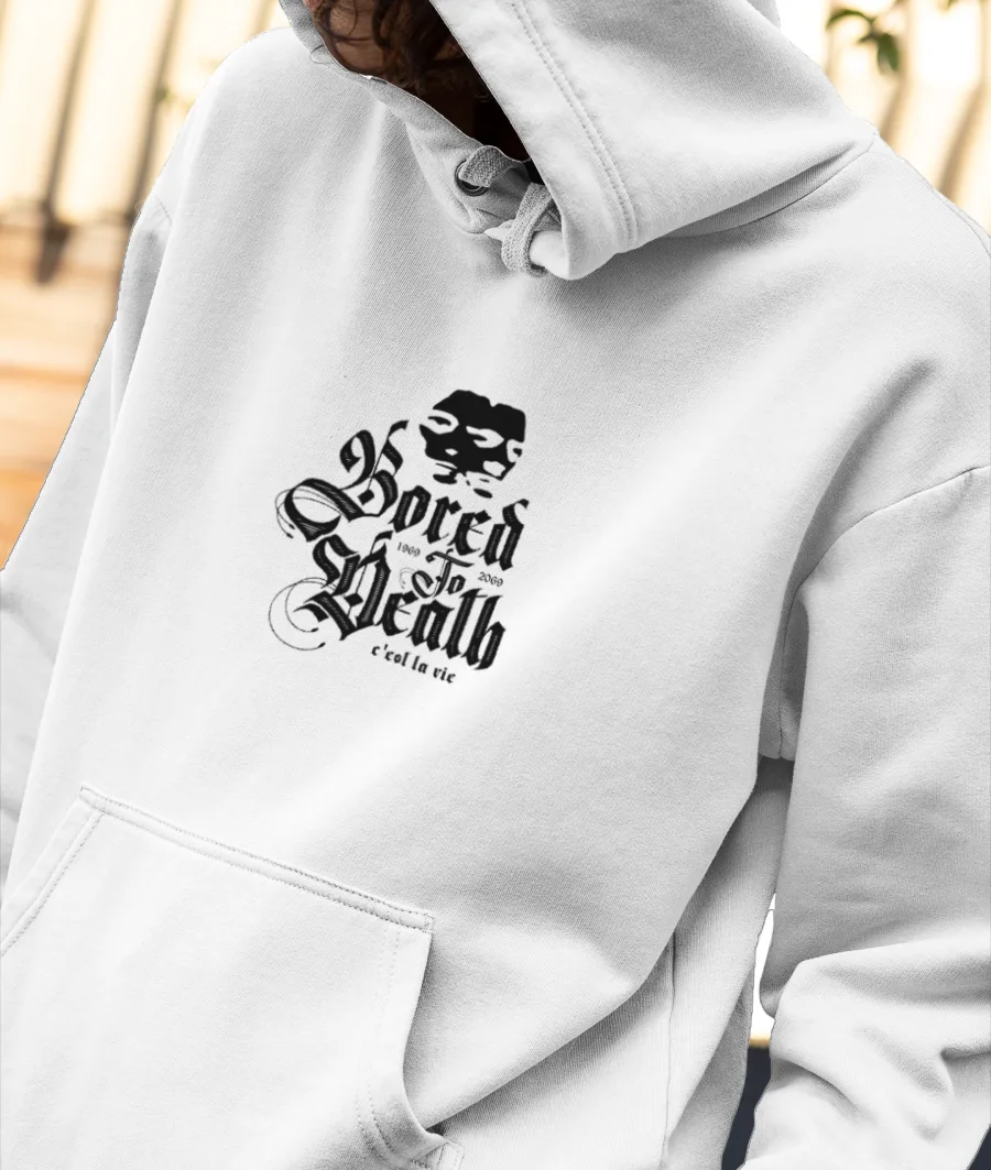 Bored to death - white Front-Printed Hoodie