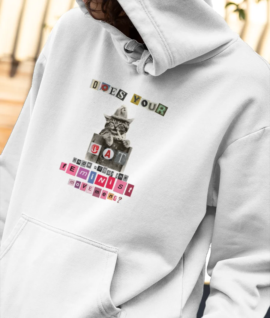 feminist cat Front-Printed Hoodie