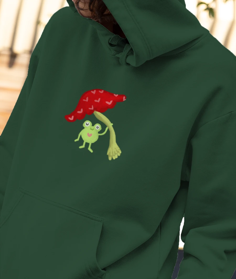 froggie with mushroombrella  Front-Printed Hoodie