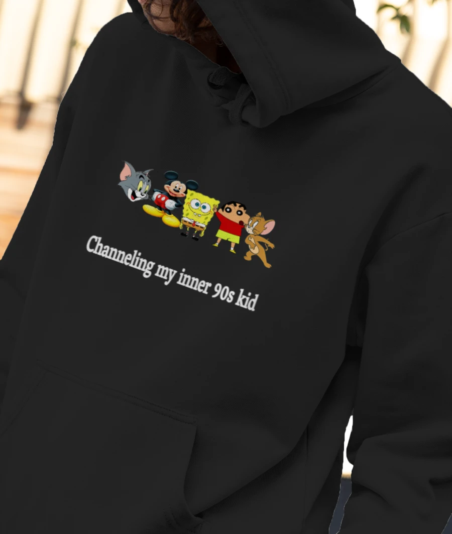 90s Kid Cartoon Merch Front-Printed Hoodie