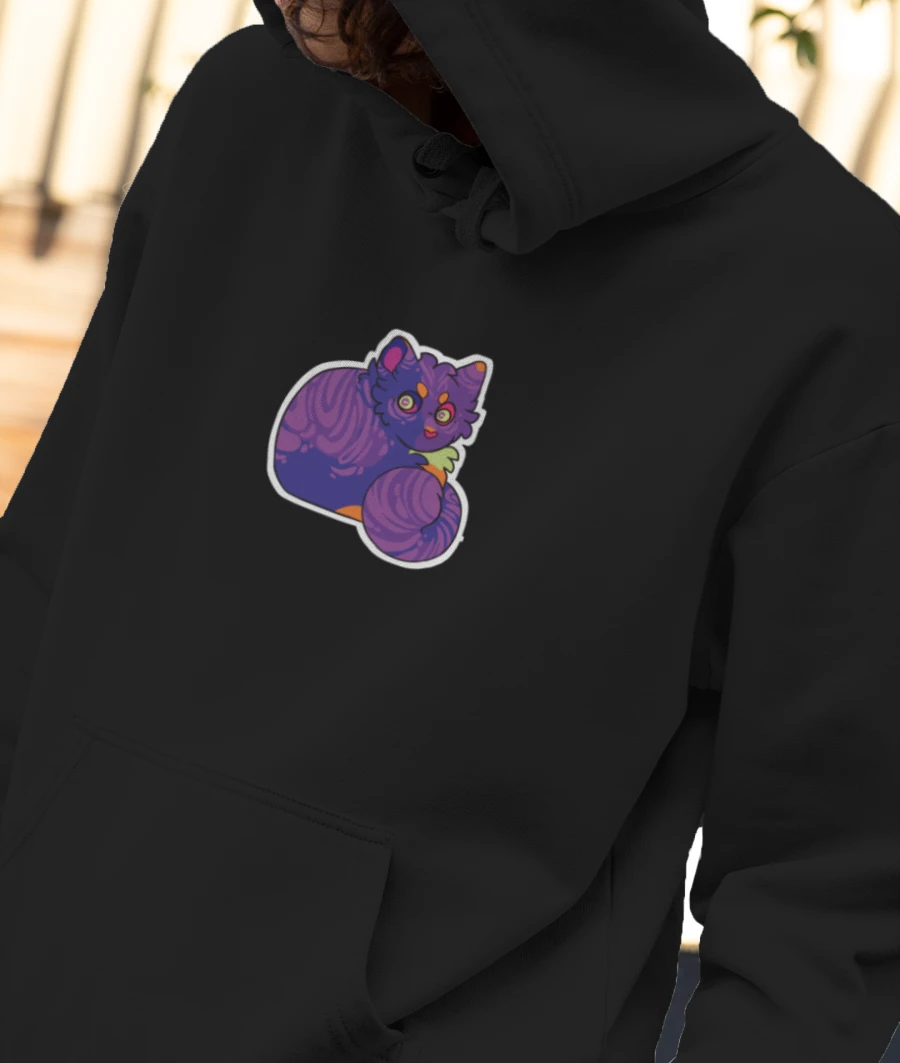  Yet Another Neon Cat Front-Printed Hoodie