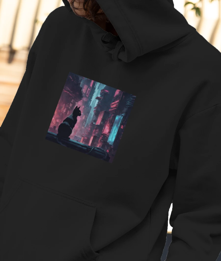 City Lights Front-Printed Hoodie