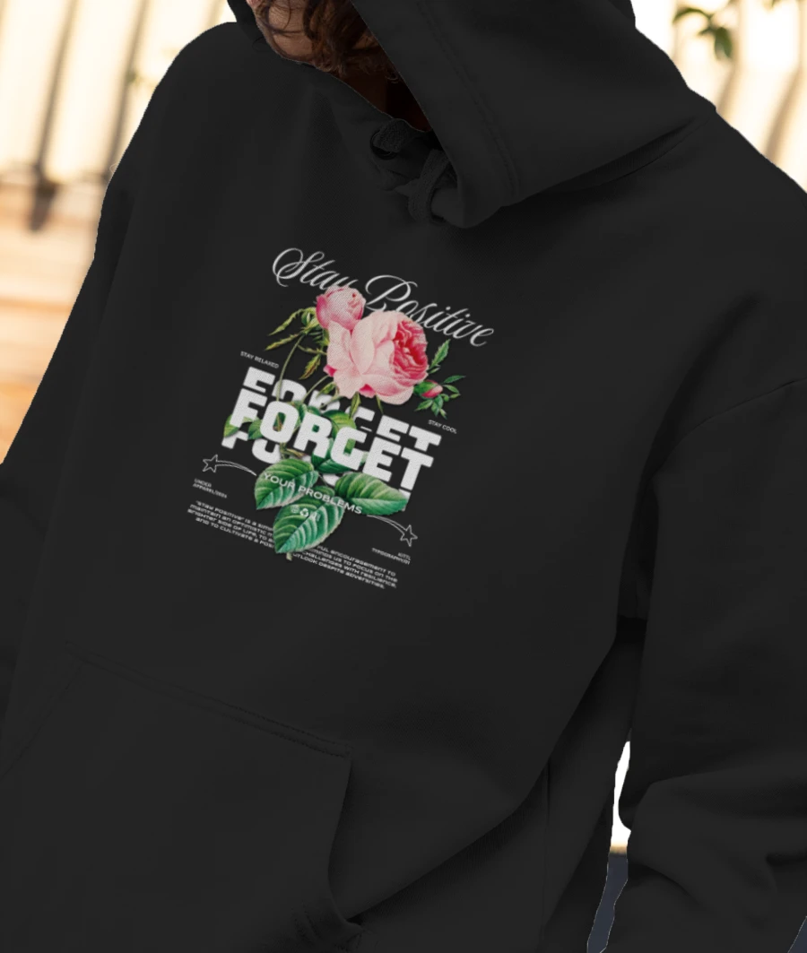 Stay Positive Streetwear Style Front-Printed Hoodie