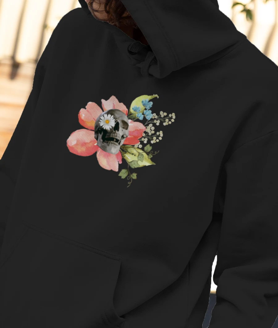 Bloom from Bones Front-Printed Hoodie