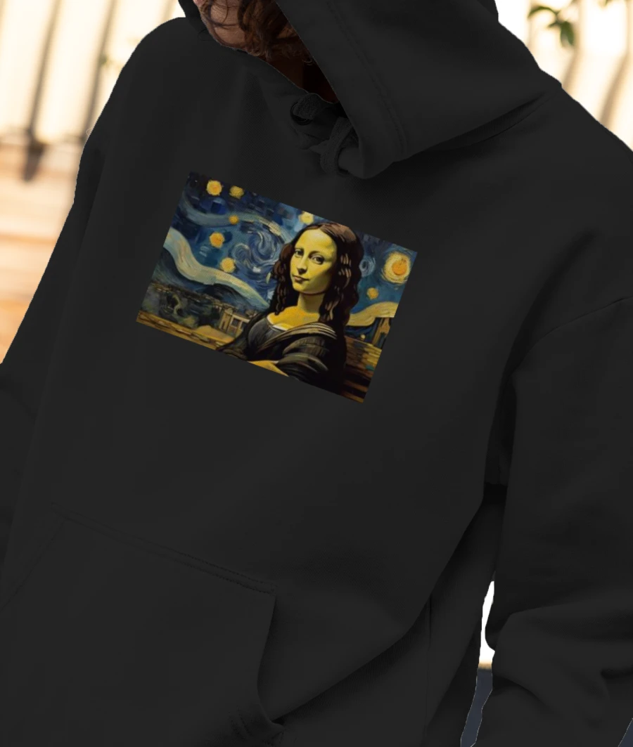 Mona Lisa x Van Gogh Front-Printed Hoodie