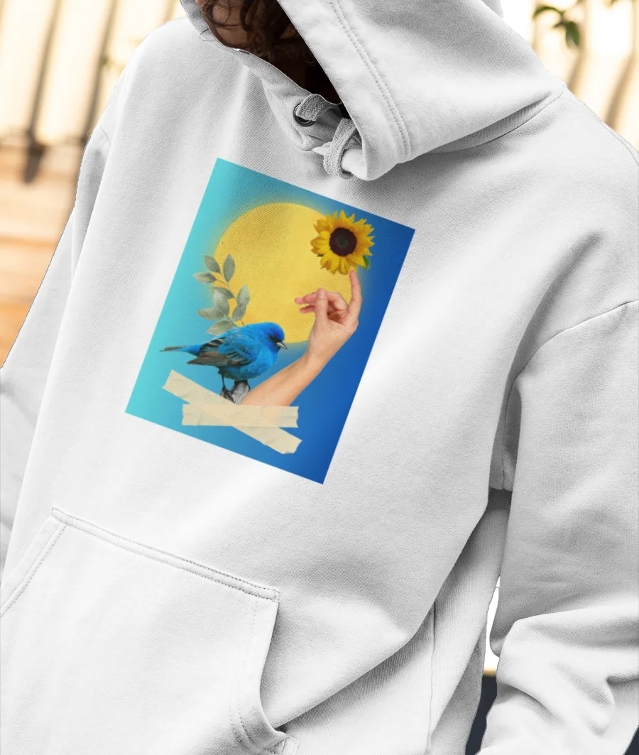 Sun with sunflower  Front-Printed Hoodie