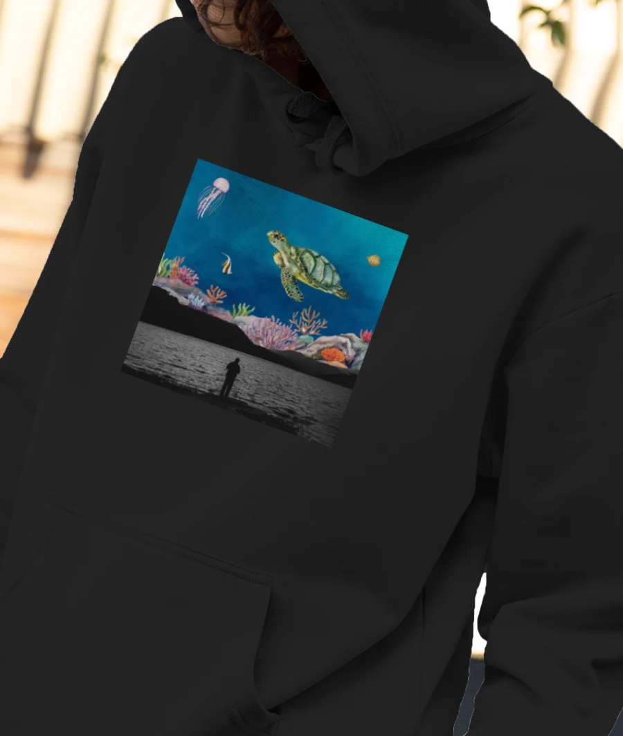 Underwater Front-Printed Hoodie