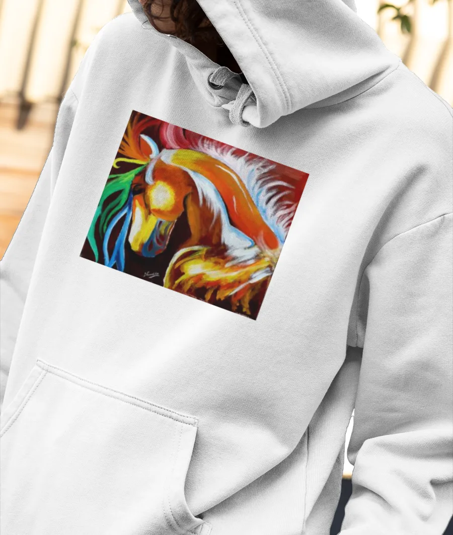 Vibrant Horse Front-Printed Hoodie