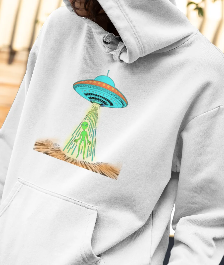 Spaceship Beam & Green Visitor Front-Printed Hoodie