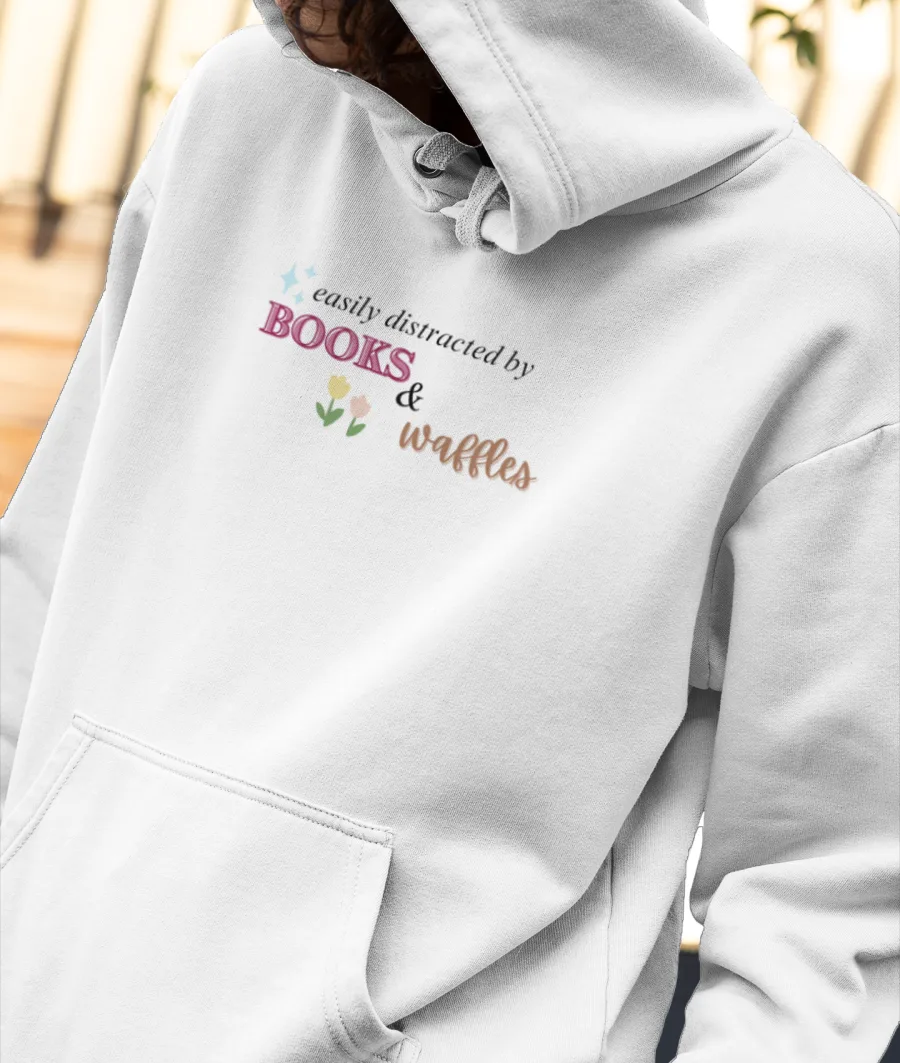 Books and waffles Front-Printed Hoodie