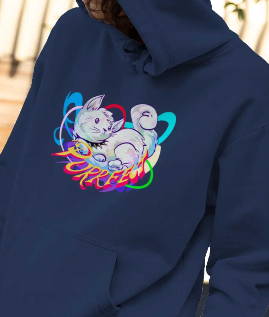 Purrfect (Blue) Front-Printed Hoodie