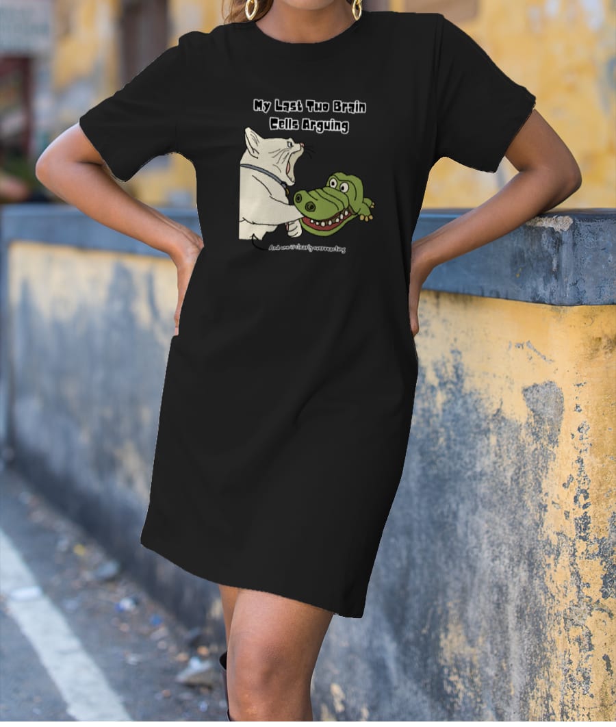 Overreacting Cat Vs Croc Meme T-Shirt Dress