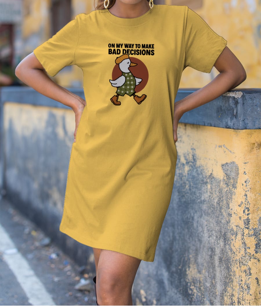On My Way Funny Duck Tee T-Shirt Dress