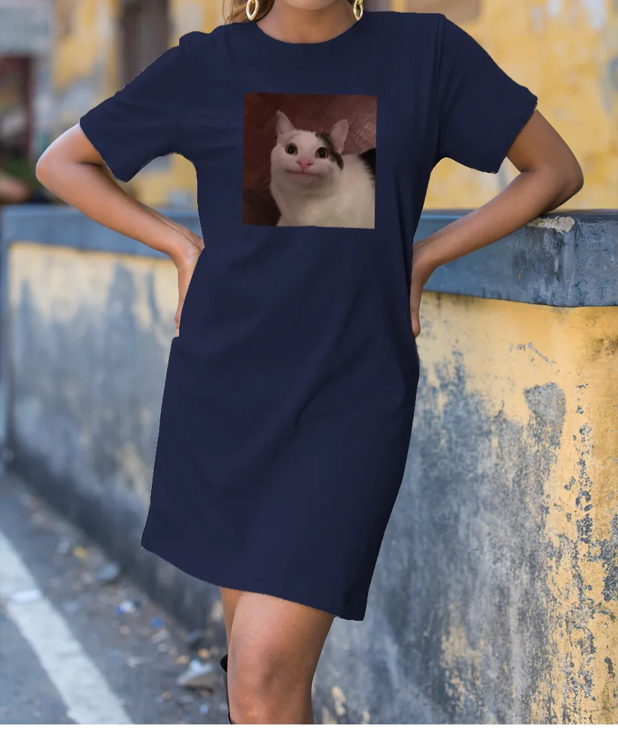 Polite Cat Meme T-Shirt Dress