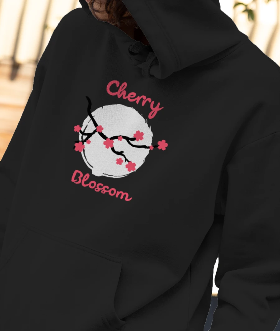 Cherry Blossom Front-Printed Hoodie