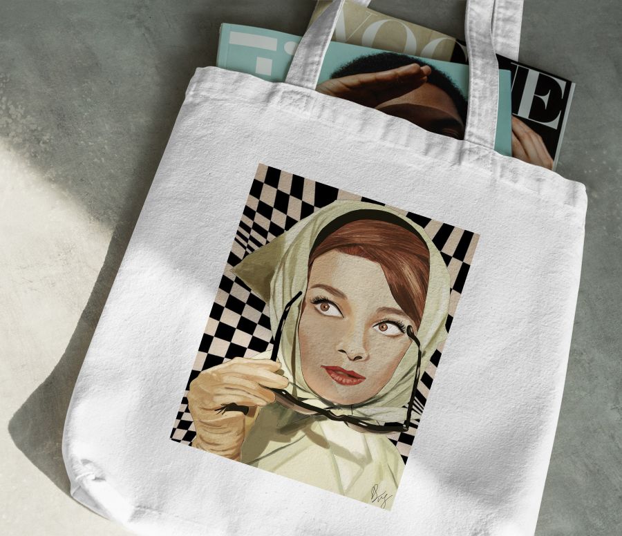 AUDREY HEPBURN - White Tote Bag - Frankly Wearing