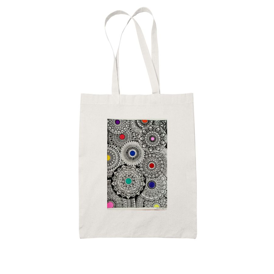 Full Page Mandala - White Tote Bag - Frankly Wearing