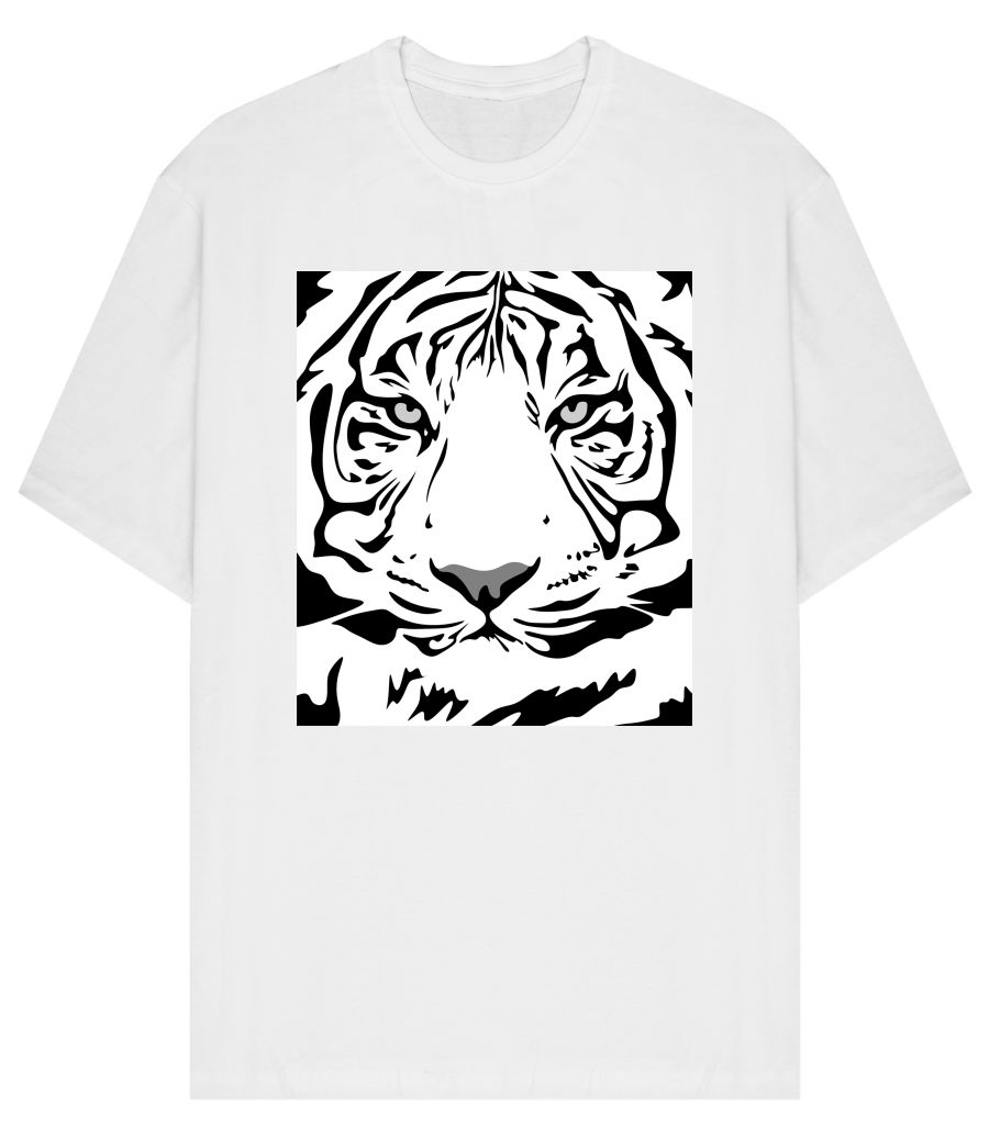 White Tiger Face Tattoo - Front-Printed Oversized T-Shirt - Frankly Wearing White Tiger Face Tattoo - Front-Printed Oversized T-Shirt - Frankly Wearing