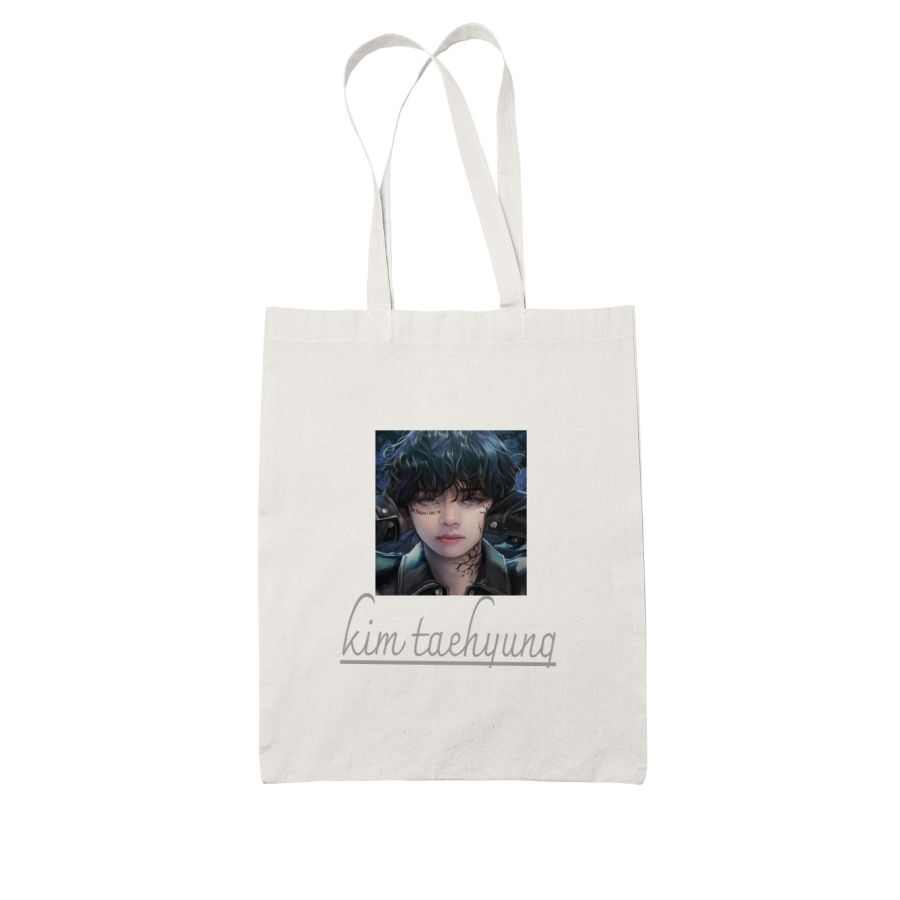 BTS- Kim Taehyung - White Tote Bag - Frankly Wearing