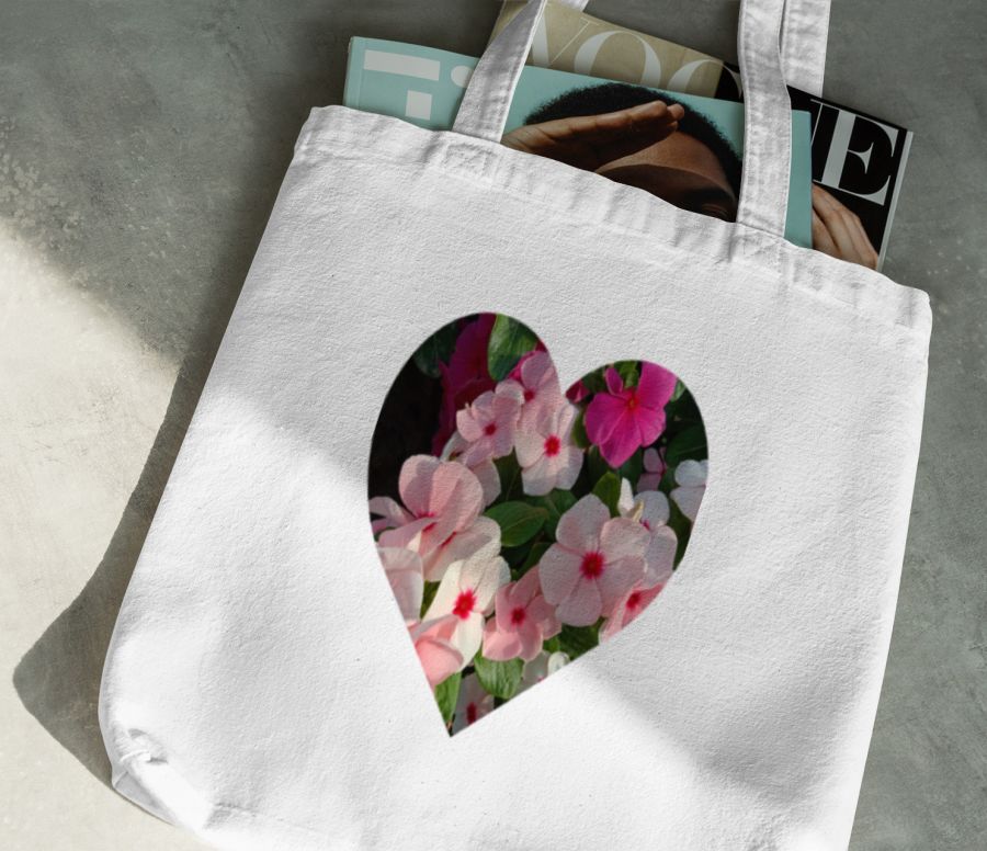 Pink and White Heart Colour Flower Design Tote Bag - White Tote Bag -  Frankly Wearing