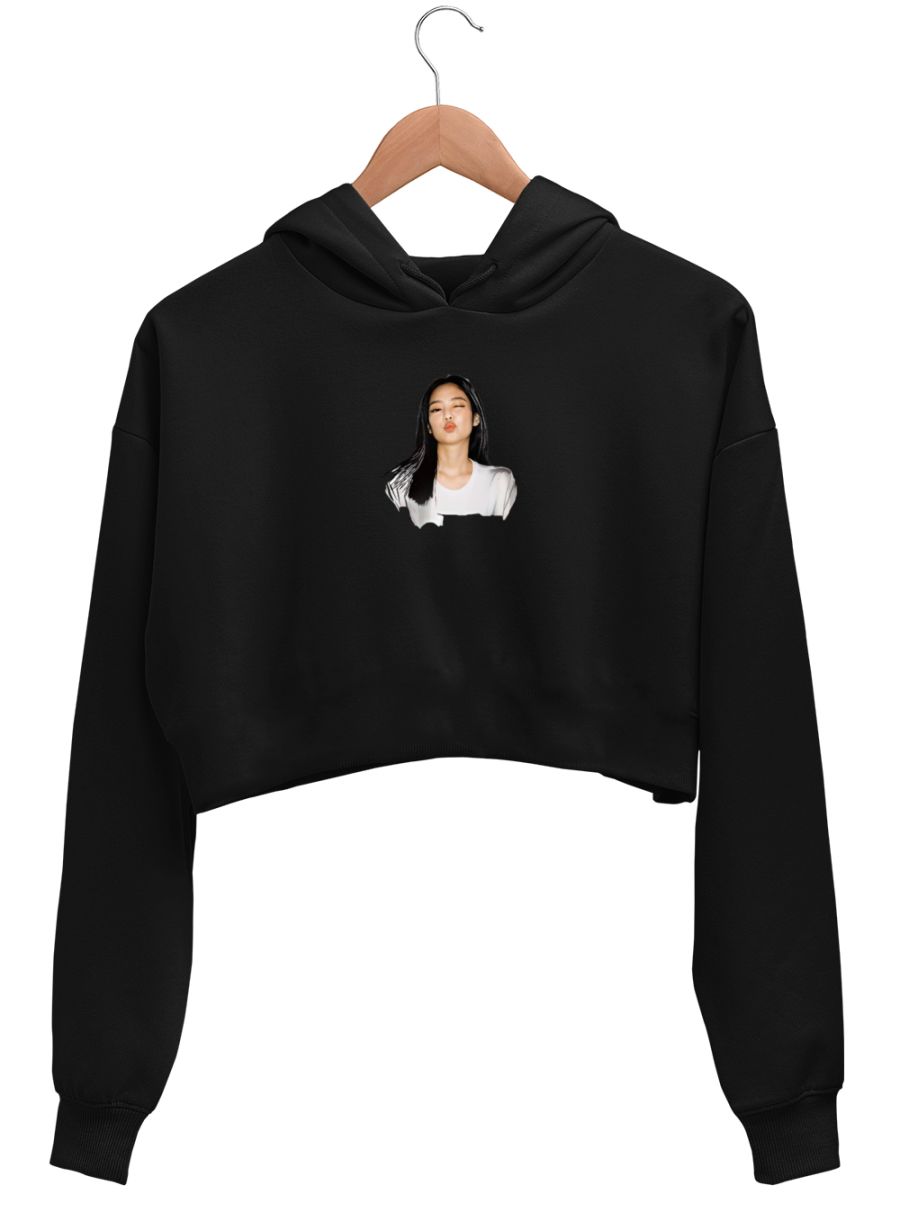 Blackpink Jennie pouting Crop Hoodie Frankly Wearing