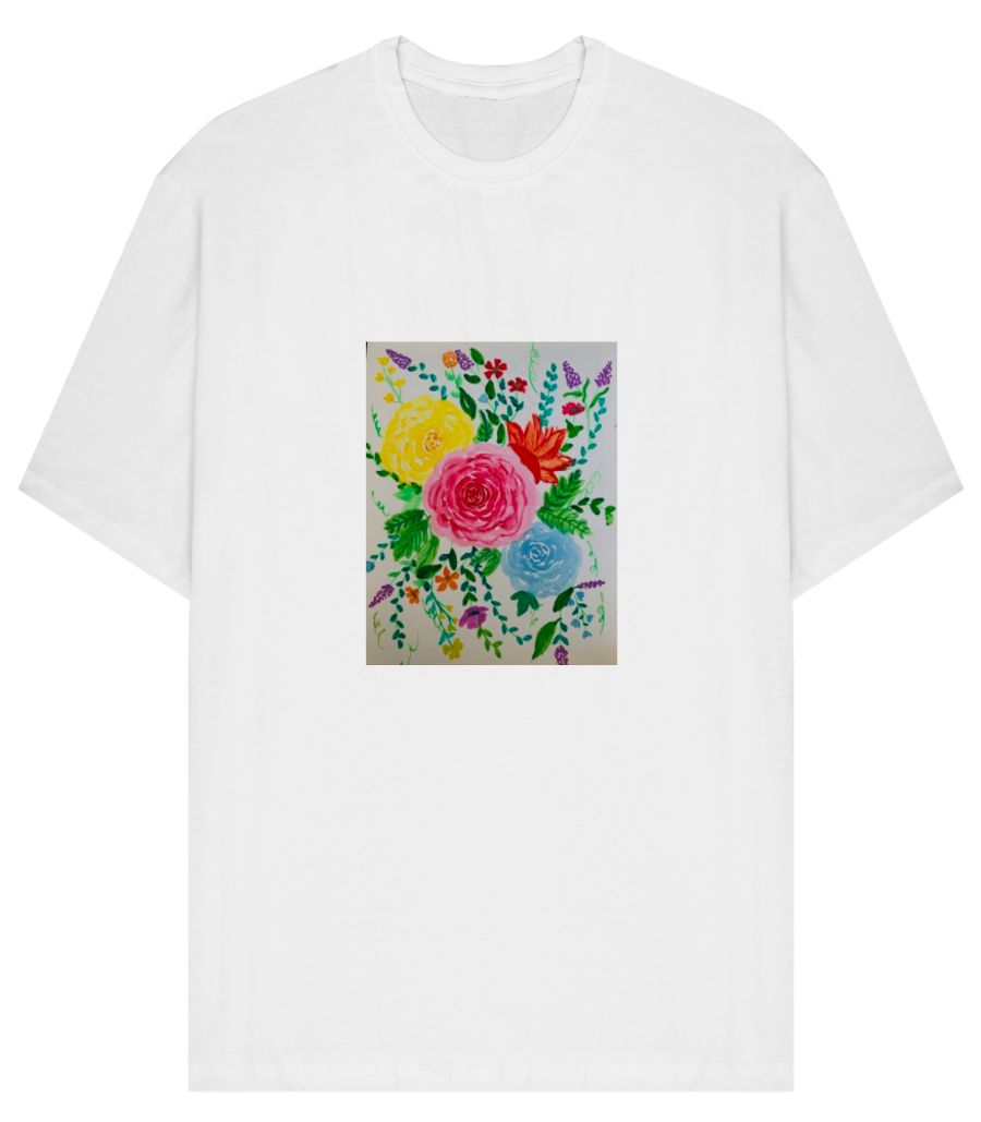 Pastel floral pattern - Front-Printed Oversized T-Shirt - Frankly Wearing