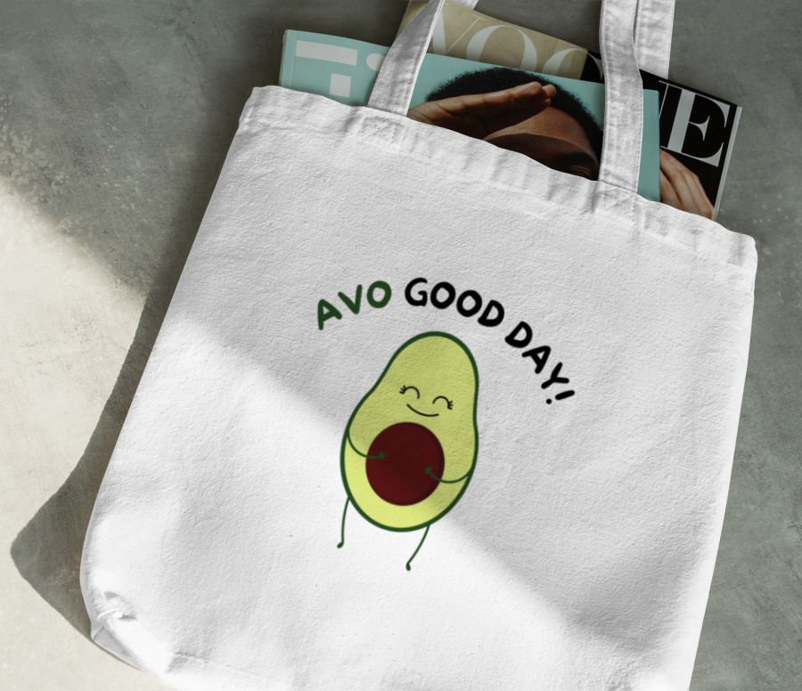Avo Good Day Avocado White Tote Bag Frankly Wearing