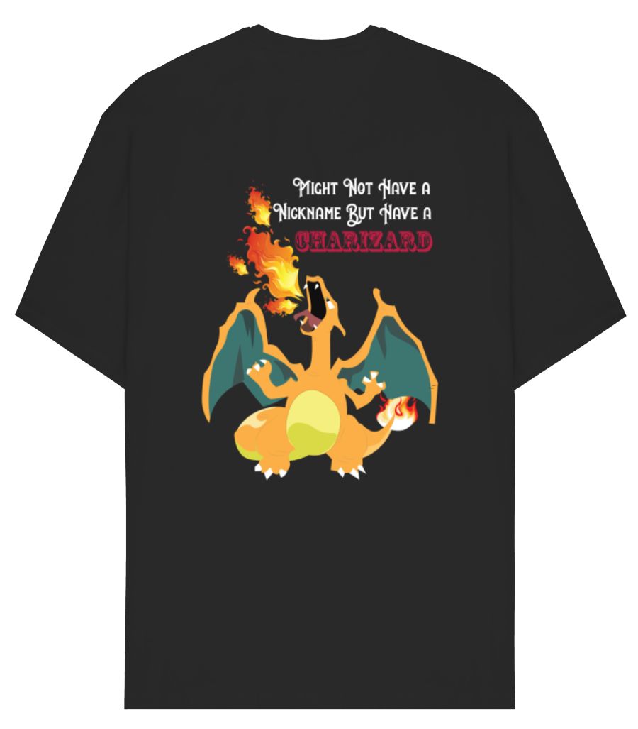 Charizard Pokemon - Oversized T-Shirt (Front & Back Print Charizard Pokemon - Oversized T-Shirt (Front & Back Print