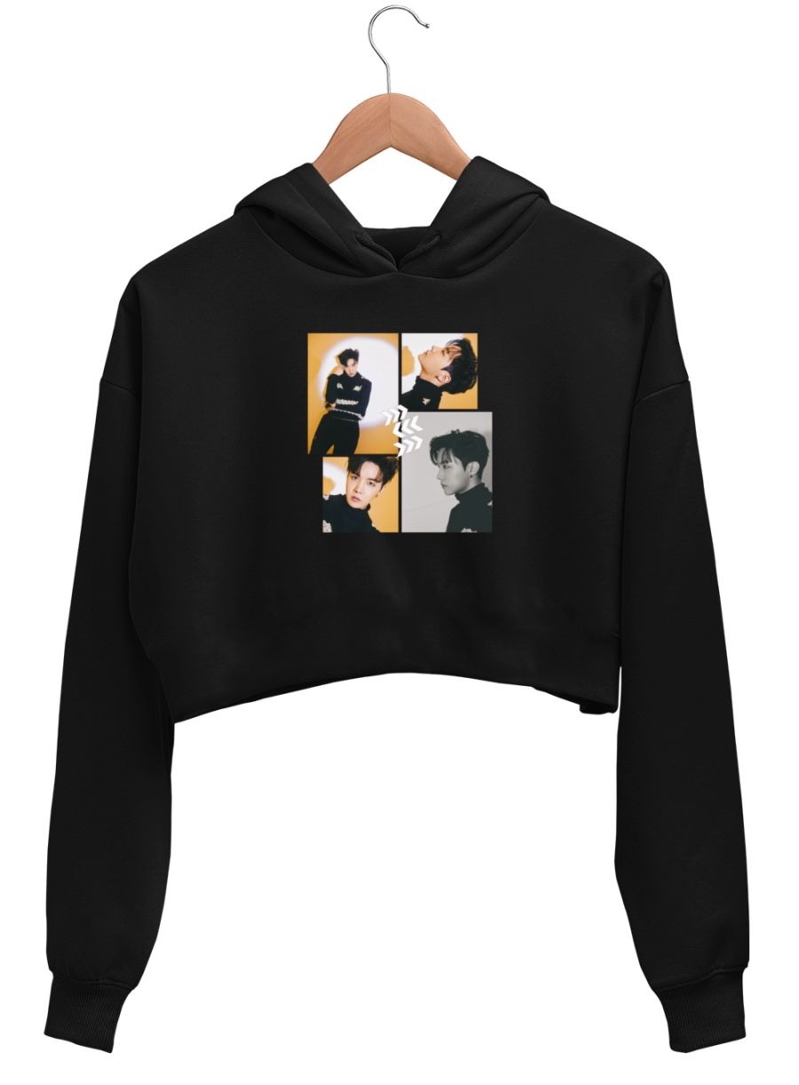 Bts jhope weverse magazine aesthetic Crop Hoodie Frankly Wearing