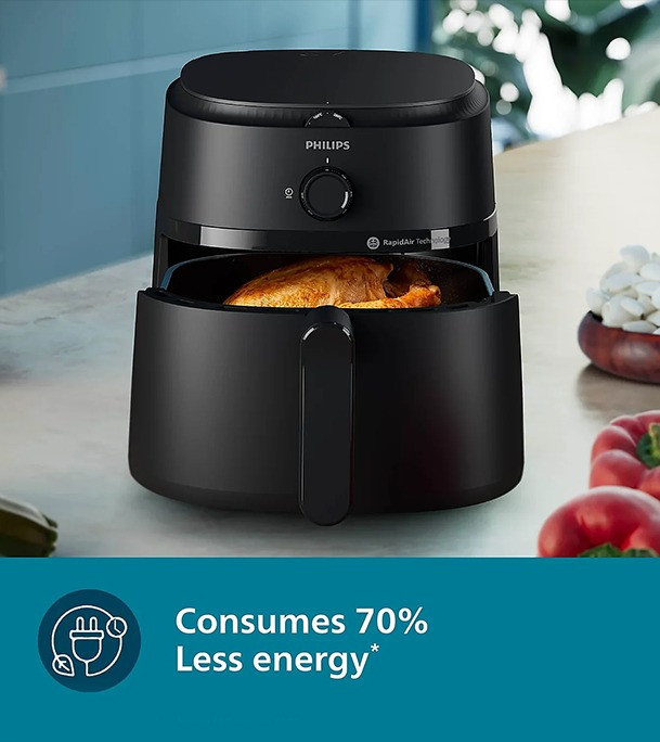 Philips Air Fryer NA120/00 4.2 Litre -Airfryer with Rapid Air Technology - Thumbnail 2