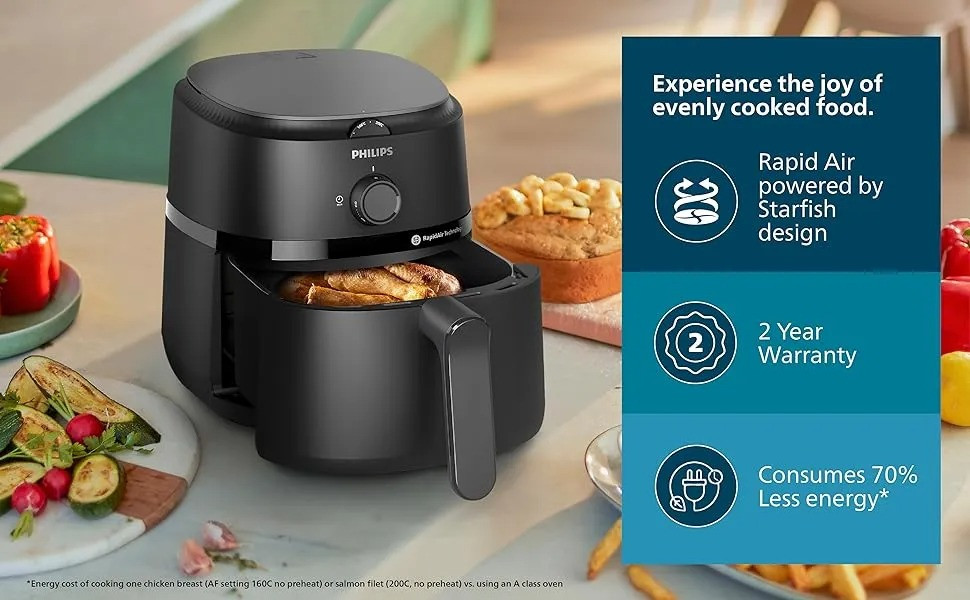 Philips Air Fryer NA110 – 3.2L, 1300W Black - Thumbnail 2