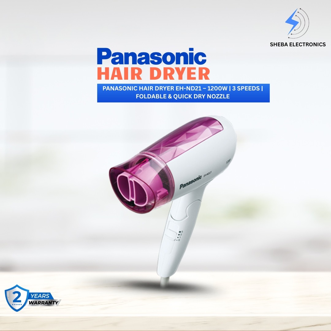Panasonic Hair Dryer EH-ND21 – 1200W | 3 Speeds | Foldable & Quick Dry Nozzle - Thumbnail 4