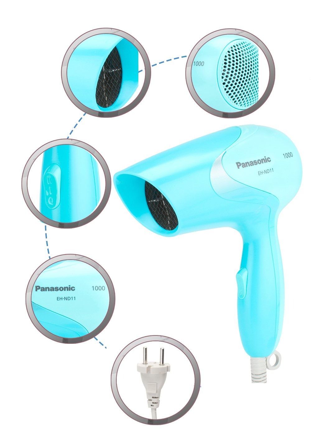 Panasonic Hair Dryer EH-ND11 – 1000W | 2-Speed | Overheat Protection - Thumbnail 3