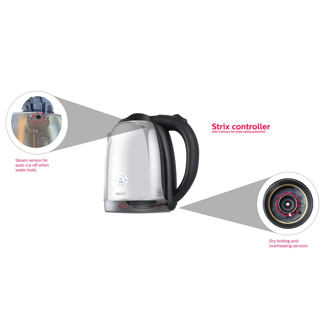 Philips Electric Kettle HD9383 – 1.8L, 230V, Triple Body, Auto Cut-Off 1500watts - Thumbnail 2