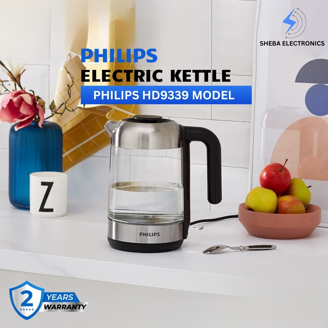Philips 5000 Series HD9339 Glass Electric Kettle – 1.7L, 2200W Power, Modern Design