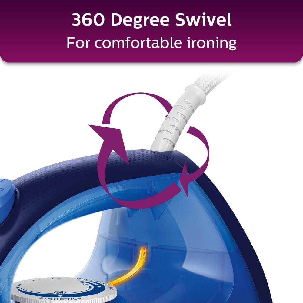 Philips GC2145/20 Easy-Speed Steam iron Ceramic soleplate 2200W Blue - Thumbnail 2