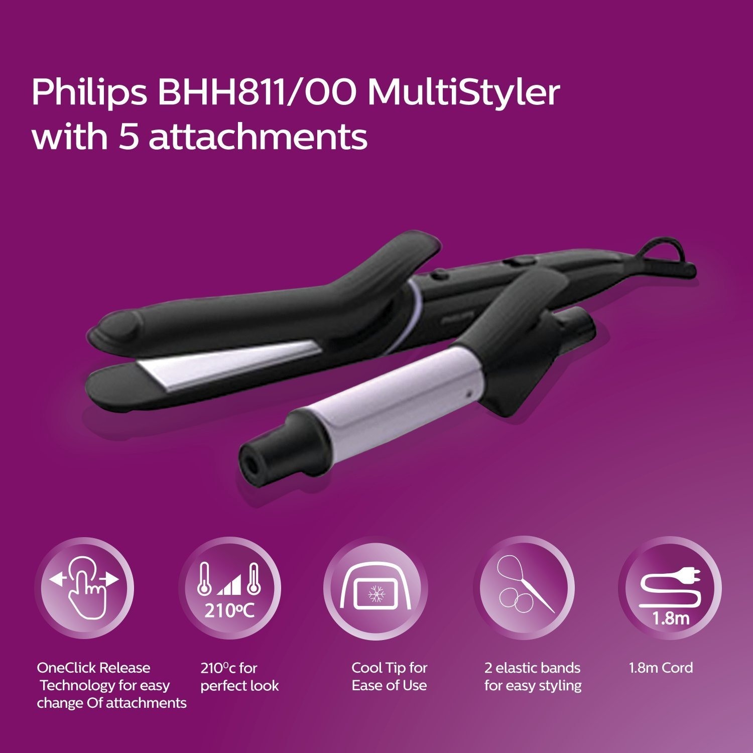 Philips Hair Multi-Styler Kit BHH811 (Black) – Style Your Hair, Your Way! - Thumbnail 2