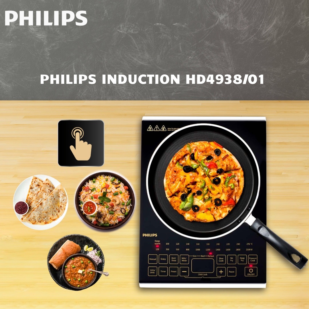 Philips HD4938/01 2100-Watt Glass Induction Cooktop (Viva Collection) - Thumbnail 2