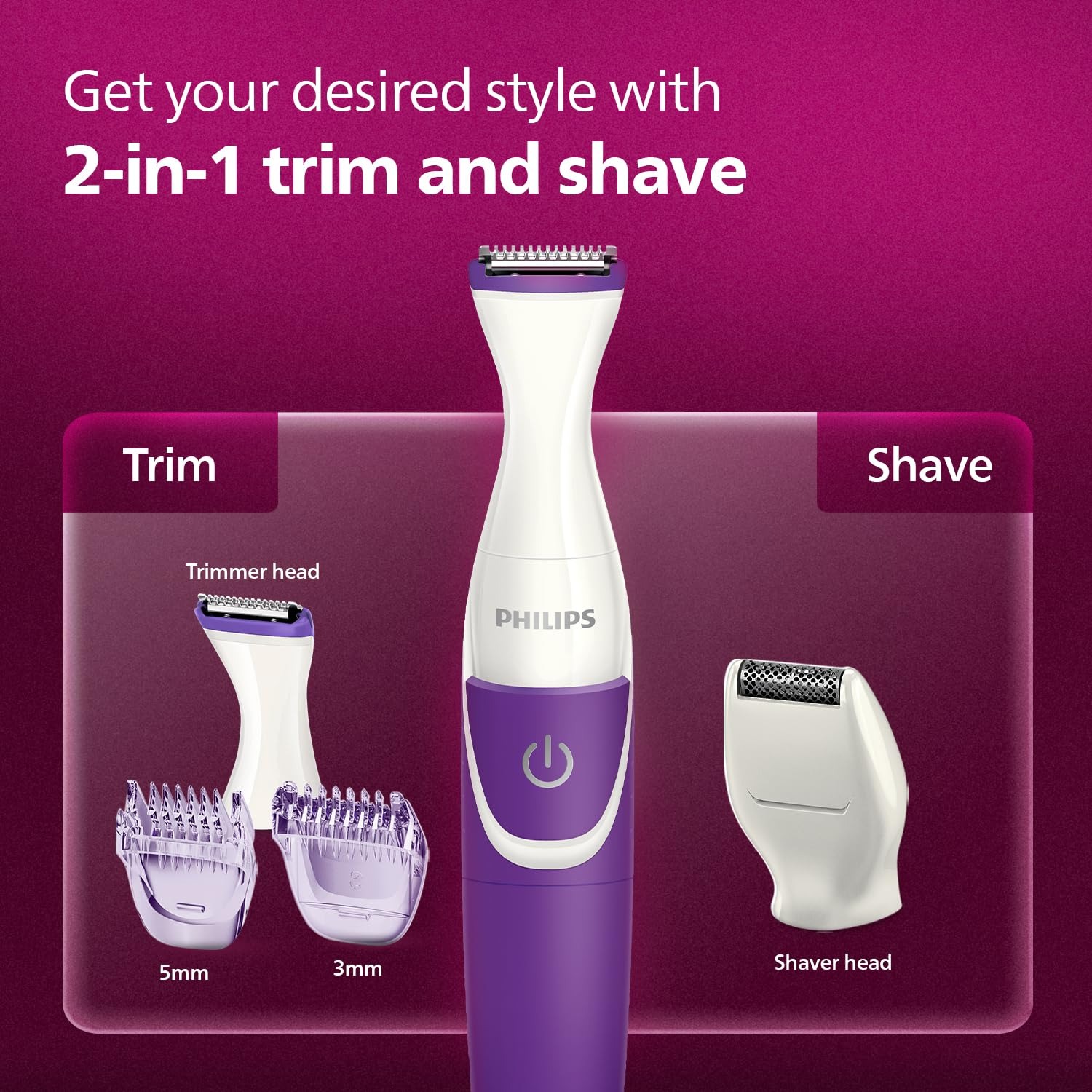 Philips Bikini Trimmer for Women BRT383/15 – 2-in-1 Trim & Shave - Thumbnail 4